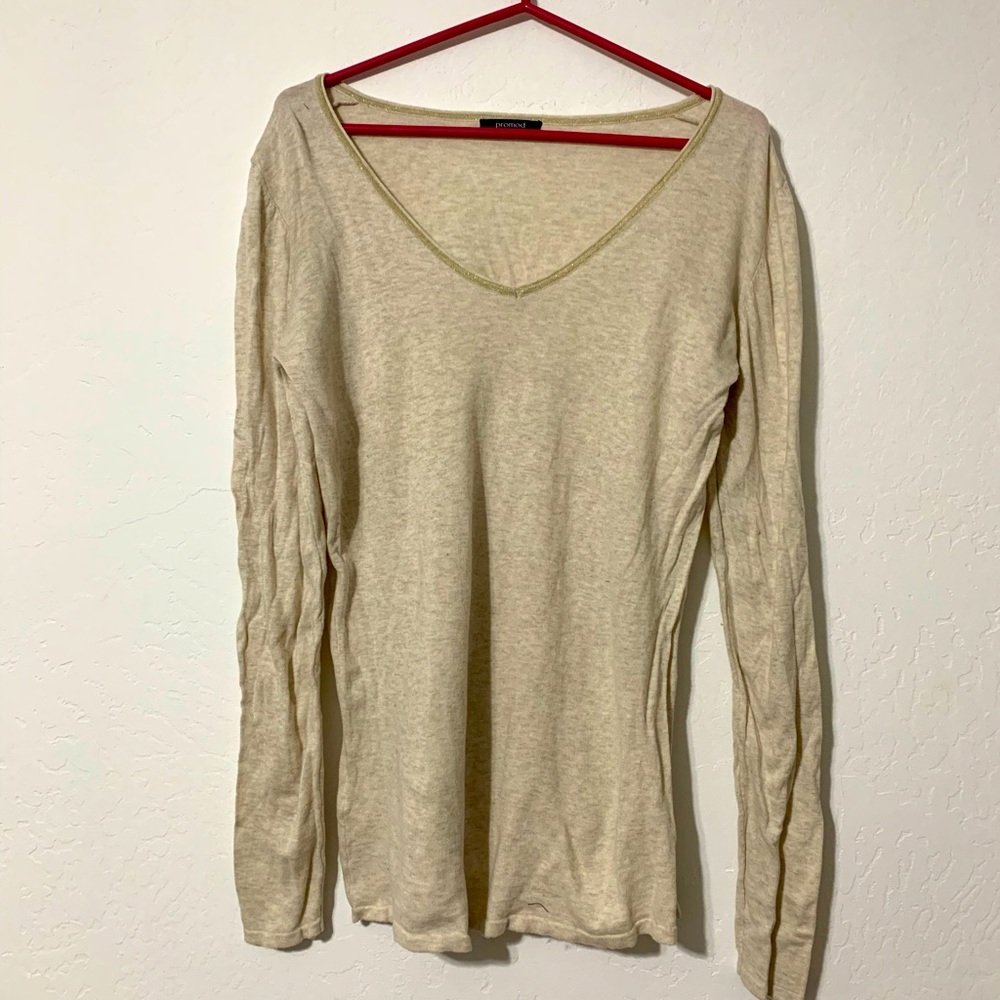 Promod large long sleeve shirt EUC beige
